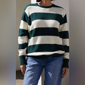 PacSun Green and White Striped Sweater